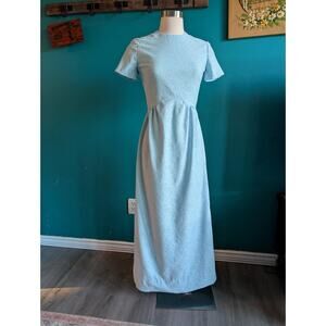 Women's Vintage 1960s maxi dress pastel lace blue mod Easter size small